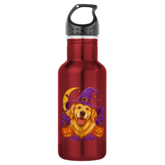 Garrafa Bruxa do Retriever Dourado Halloween Amante de Cac