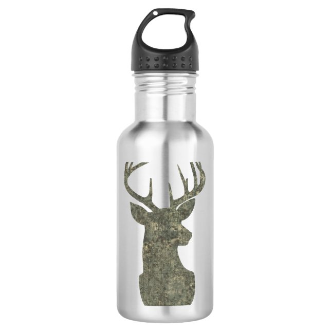 Garrafa Buck Trophy Deer Silhouette em Camouflage Green (Frente)