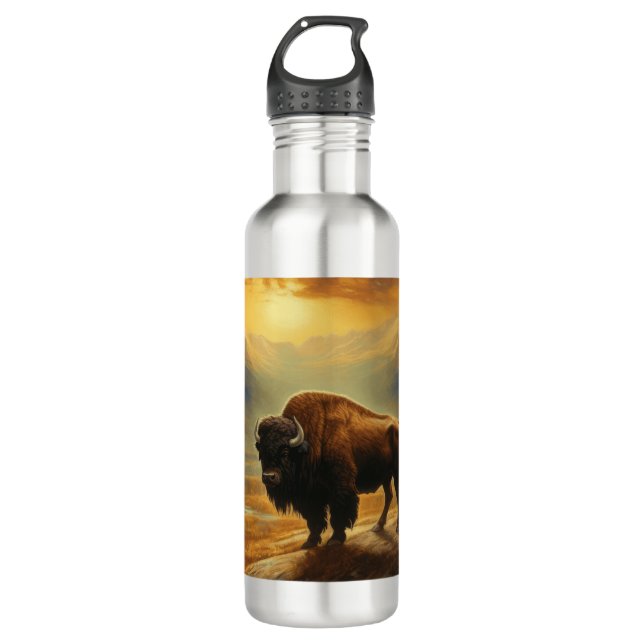 Garrafa Buffalo Bison Sunset Silhouette (Frente)