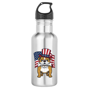 Garrafa Bulldog Patriótico Com Desenho Vetorial de Bandeir