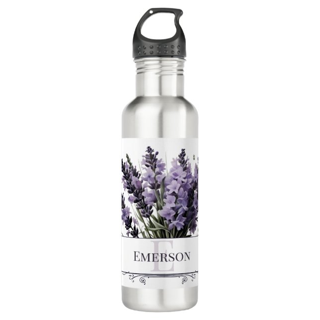 Garrafa Buquê de Lavanda de Aquarela Personalizado (Frente)