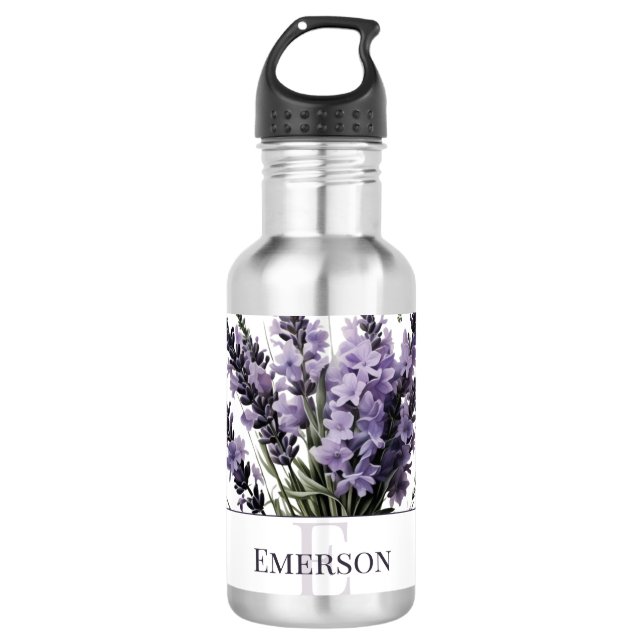 Garrafa Buquê de Lavanda de Aquarela Personalizado (Frente)