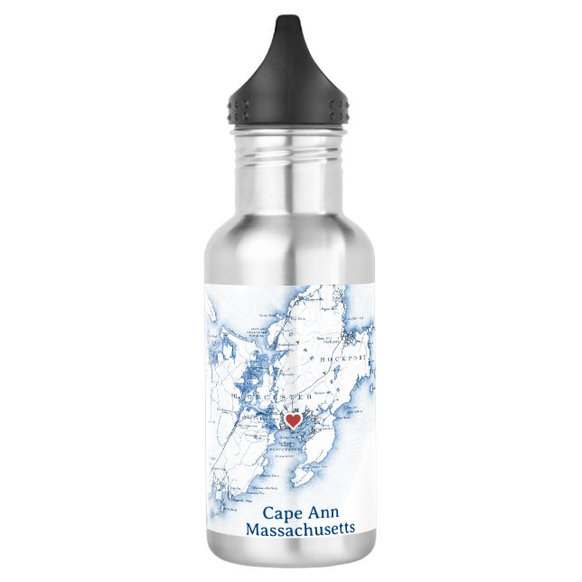 Garrafa Cabo Ann Gloucester Massachusetts Map Water Bottle (Esquerda)