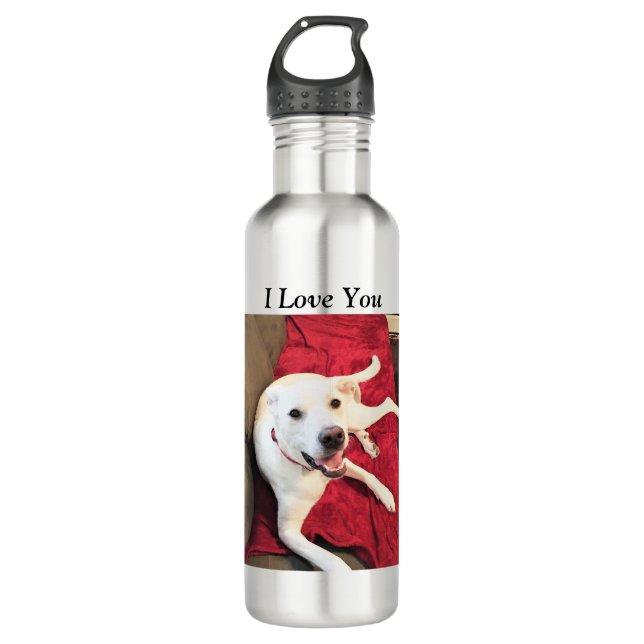 Garrafa Cachorro Branco Bonito Sorrindo Eu Te Amo Mano Ver (Frente)