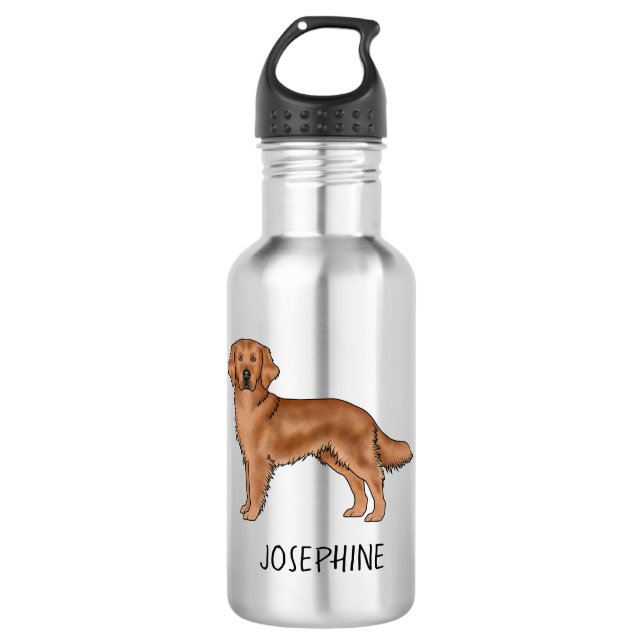 Garrafa Cachorro De Retriever De Ouro Vermelho Com Nome Pe (Frente)