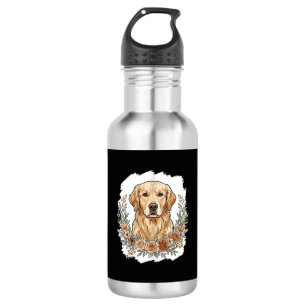 Garrafa Cachorro Dourado Floral Sublimação