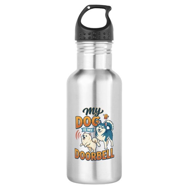 Garrafa Cachorro é campainha latindo Branco Azul_1 (Frente)
