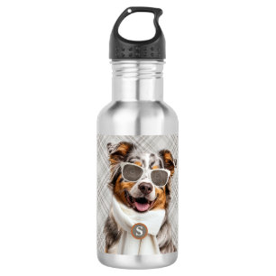 Garrafa Cachorro Stylish Australian Shepherd e Monograma X