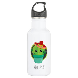 Garrafa Cactus giro e bonito num Sombrero Vermelho