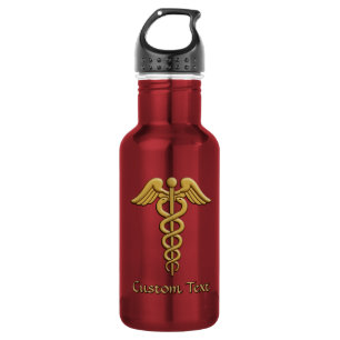 Garrafa Caduceu de Cobra Dupla Dourado