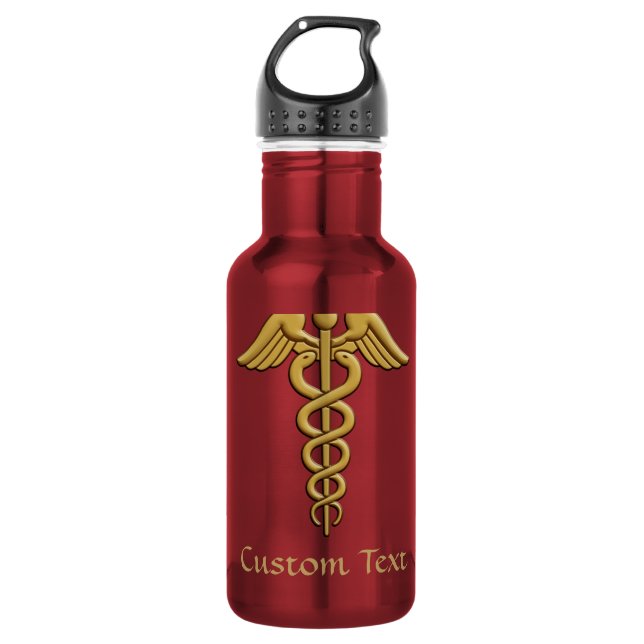 Garrafa Caduceu de Cobra Dupla Dourado (Frente)