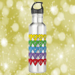 Garrafa California Hearts Colorful<br><div class="desc">Você gosta de garrafas de água divertidas? Você gosta do estado da Califórnia? Esta garrafa de água tem a palavra Califórnia em corações amarelos,  verdes,  azuis,  roxos e vermelhos.</div>