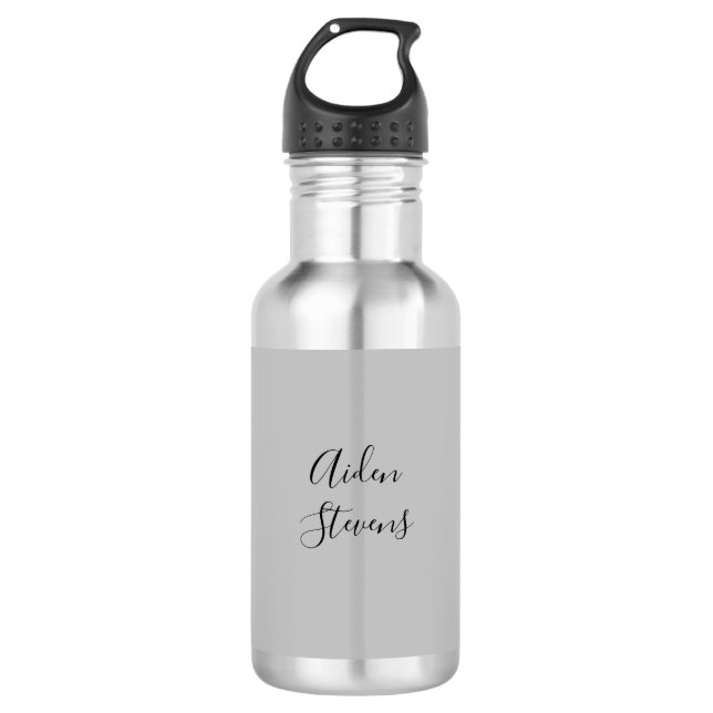 Garrafa Caligrafia Minimalista de Cinzas simples na moda (Frente)