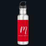 Garrafa Caligrafia monograma branco na moda vermelho seu n<br><div class="desc">Esta modelo é ideal para aqueles que estão procurando por uma design que seja atrativa, lembre-se, e adequada para sua personalidade e disciplina de trabalho. Você pode substituir facilmente todas as informações nele por suas próprias informações. Tudo que você tem que fazer para isso é usar os links de personalização...</div>