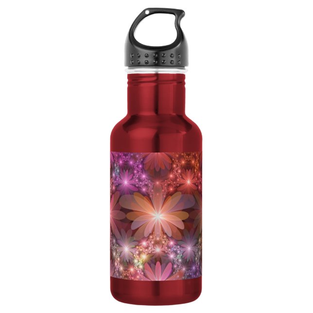 Garrafa Cama De Flores Colorida Brilhante Arte Fractal Abs (Frente)