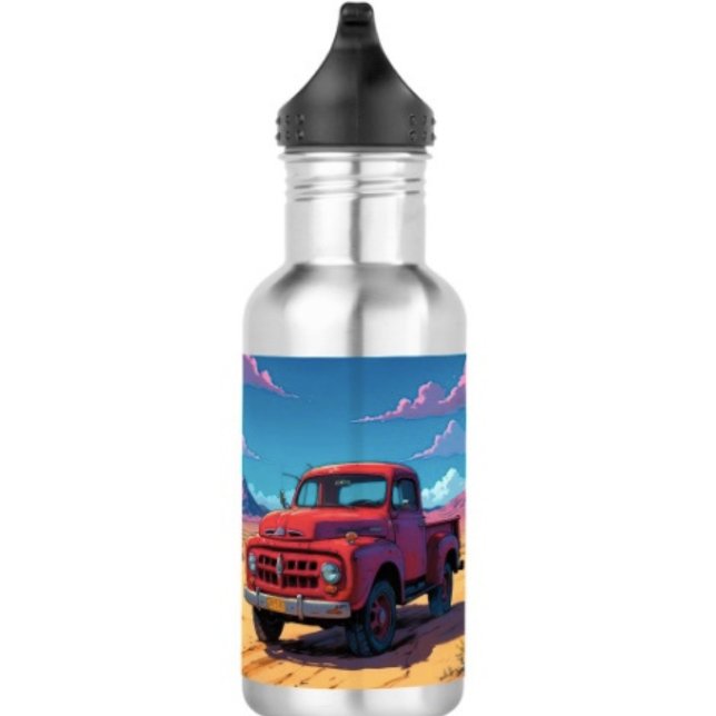 Garrafa Caminhonete Americana Clássica (Vintage Red Truck Water Bottle – 18 oz 18/8 stainless steel Height: 8.67" Weight: 8.7 oz. )
