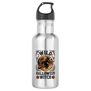 Garrafa Camisa de Bruxa de Halloween Vassoura Vintage Gráf