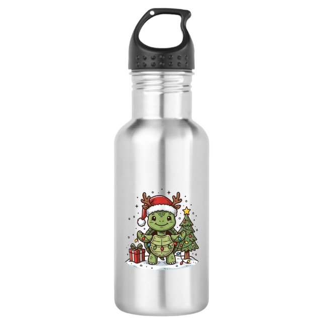 Garrafa Camisa de Desenho de Tartaruga de Natal Fofo com G (Frente)