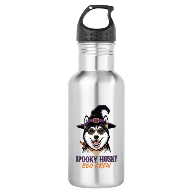 Garrafa Camisa de Husky de Halloween Bruxa Cachorro Gráfic (Frente)