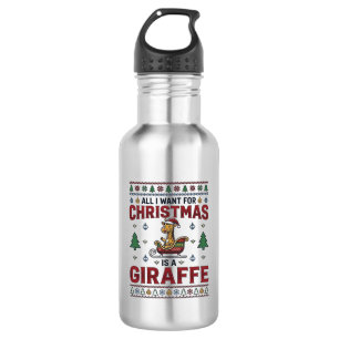 Garrafa Camisa de Natal Funny Giraffe Sleigh Des