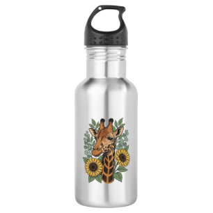 Garrafa Camisa Floral de Girassol com Girafa Gravada Vinta