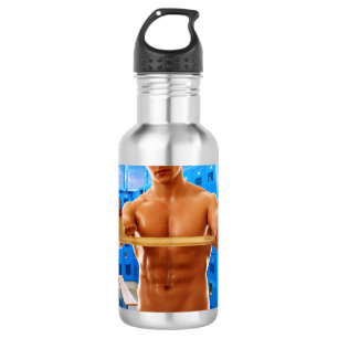 Garrafa Camisa SlipperyJoe do homem musculoso sem abs peit