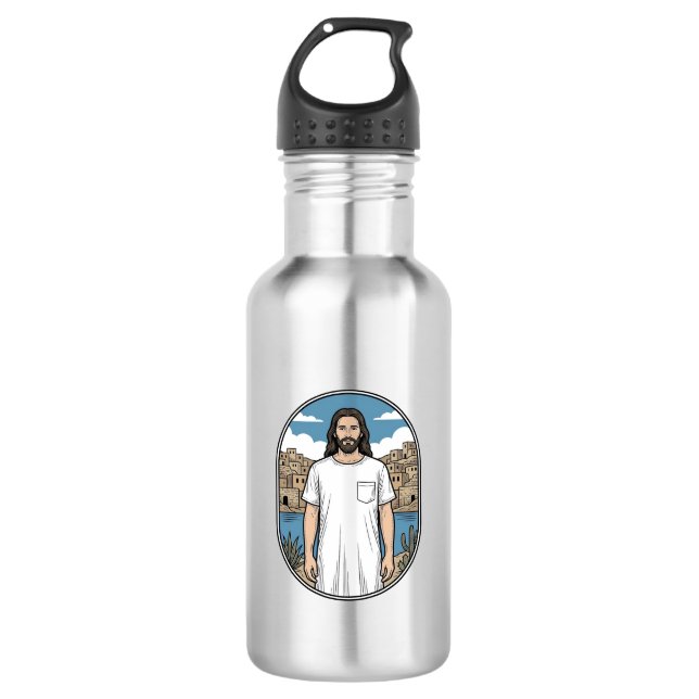 Garrafa Camiseta com Estampa de Figura Espiritual de Gravu (Frente)