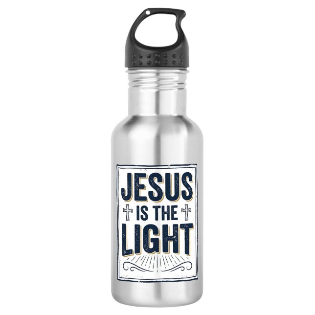 Garrafa Camiseta Cristã Vintage Jesus é a Luz (Frente)