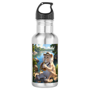 Garrafa Camiseta Saxofonista Leão Branco