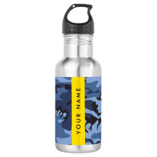 Garrafa Camuflagem Azul Marinho Personalize seu nome