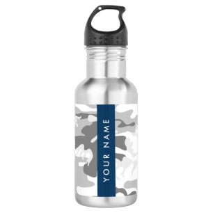 Garrafa Camuflagem Cinza Neve de Inverno Personalize seu n
