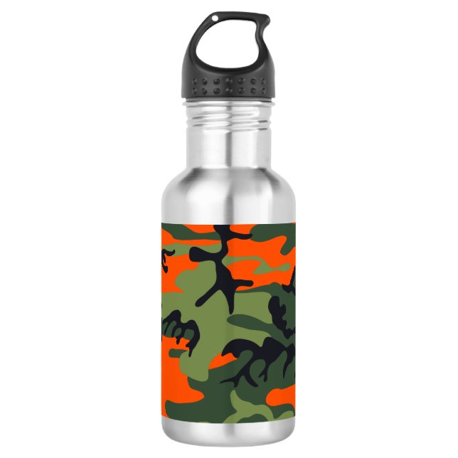 Garrafa Camuflagem Laranja e Verde, Militar, Exército (Frente)