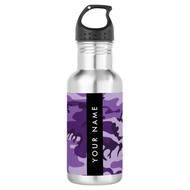 Garrafa Camuflagem Roxa Personalize seu nome (Frente)