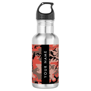 Garrafa Camuflagem Vermelha e Marrom Personalize seu nome