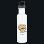 Garrafa Cão de creme de cabelos compridos do Dachshund<br><div class="desc">Permaneça hidratado e reduza o desperdício do plástico com esta garrafa de água reusável bonito de Doxie. Creme inglês de cabelos compridos desenho colorido do Dachshund. Esta garrafa de água legal faz um grande presente para o wiener perseguir amantes. Mundo do Doodle de Jenn da visita para mais design da...</div>