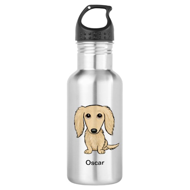 Garrafa Cão de creme de cabelos compridos do Dachshund (Frente)