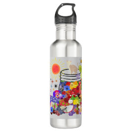 Garrafa cão, gato, frutas e flores