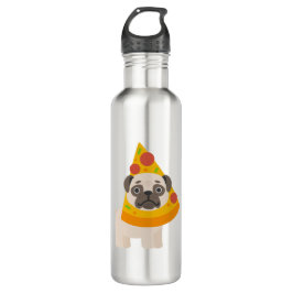 Garrafa Cara engraçada do Pug do cão na pizza apenas para