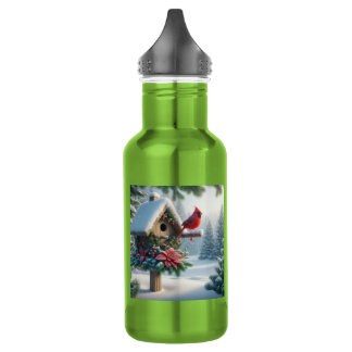 Garrafa Cardeal de inverno em um abrigo festivo