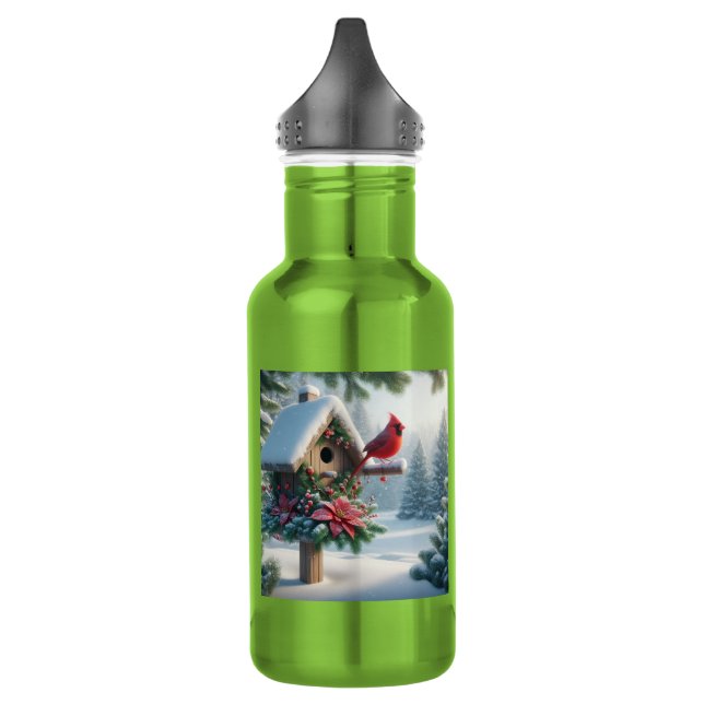 Garrafa Cardeal de inverno em um abrigo festivo (Esquerda)