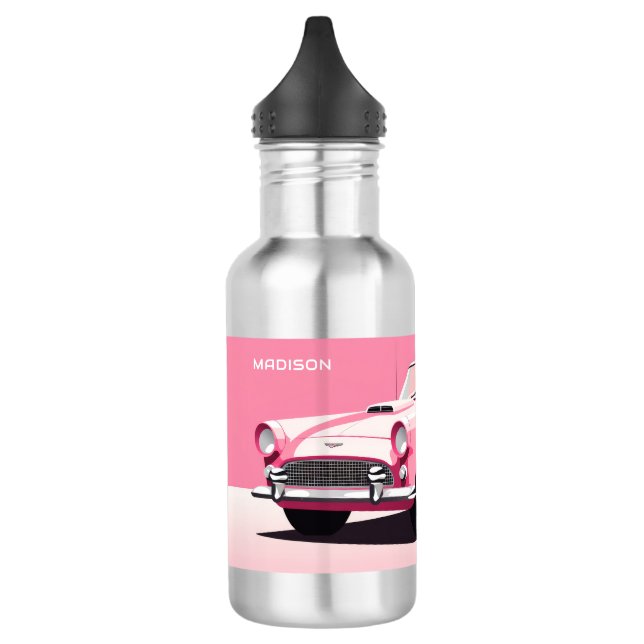 Garrafa Carro Clássico Rosa de Nome Personalizado (Esquerda)