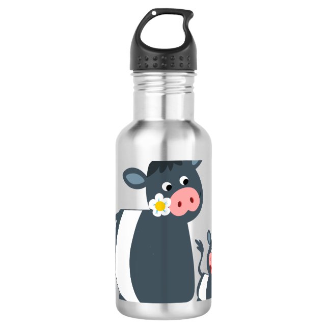 Garrafa Cartoon bonito Abaixo Vaca Galloway e Vitelo (Frente)