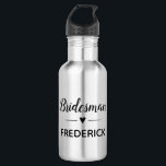Garrafa Casamento Cardíaco Personalizado do Bridesman<br><div class="desc">O seu homem de honra vai precisar de muita água nesta garrafa de água personalizada,  quando ele estiver ajudando com as suas sessões de planejamento de casamento! Mostre-lhe o quanto ele significa para você.</div>