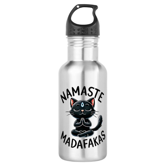 Garrafa Cat Yoga Pose - Namaste Madafakas (Frente)