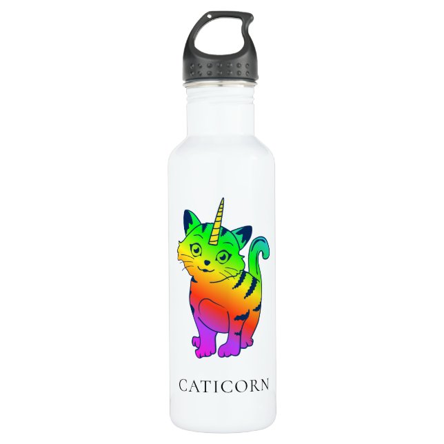 Garrafa Caticorn Rainbow Unicorn Cat Personalizado (Frente)