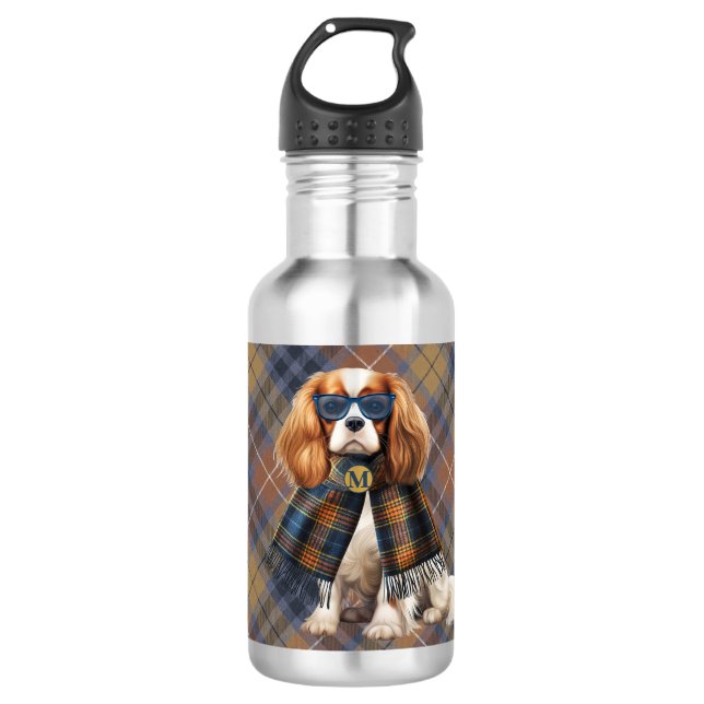 Garrafa Cavalier King Charles Elegante e Xadrez (Frente)