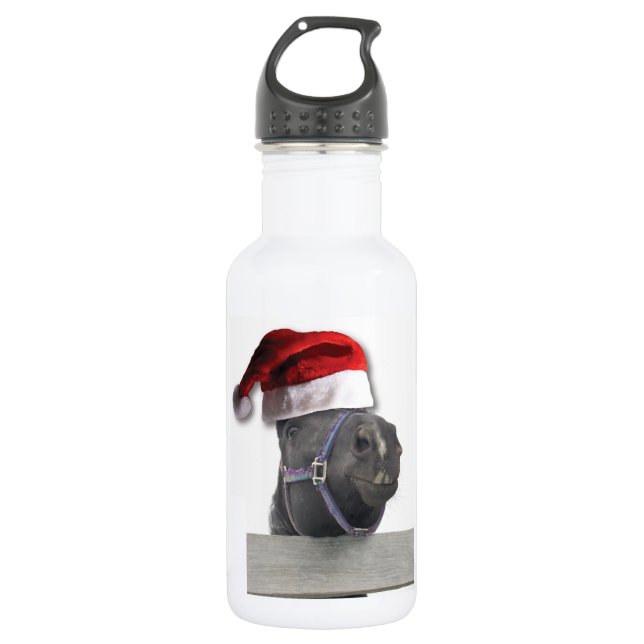 Garrafa Cavalo de Natal Santa Hat (Frente)