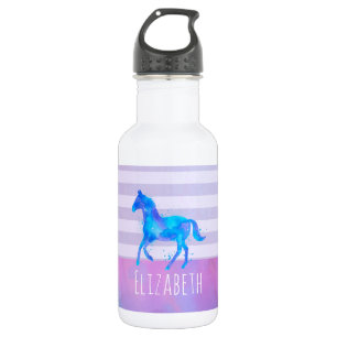 Garrafa Cavalo em azul e cor d'água púrpura personalizado