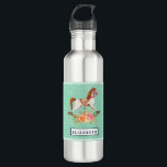 Garrafa Cavalo Rocking Vintage com Buquê Floral<br><div class="desc">Garrafa de água personalizada,  com uma imagem encantadora e fantástica de um cavalo de balanço antiquado,  com um bonito buquê floral a rosa e amarelo. O fundo é uma cor damasco verde-clara.</div>