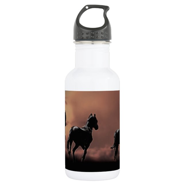 Garrafa Cavalos de beleza preta selvagem (Frente)
